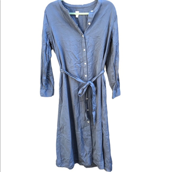 NWOT GAP LONG SLEEVE CHAMBRAY BELTED MIDI DRESS - Picture 1 of 5
